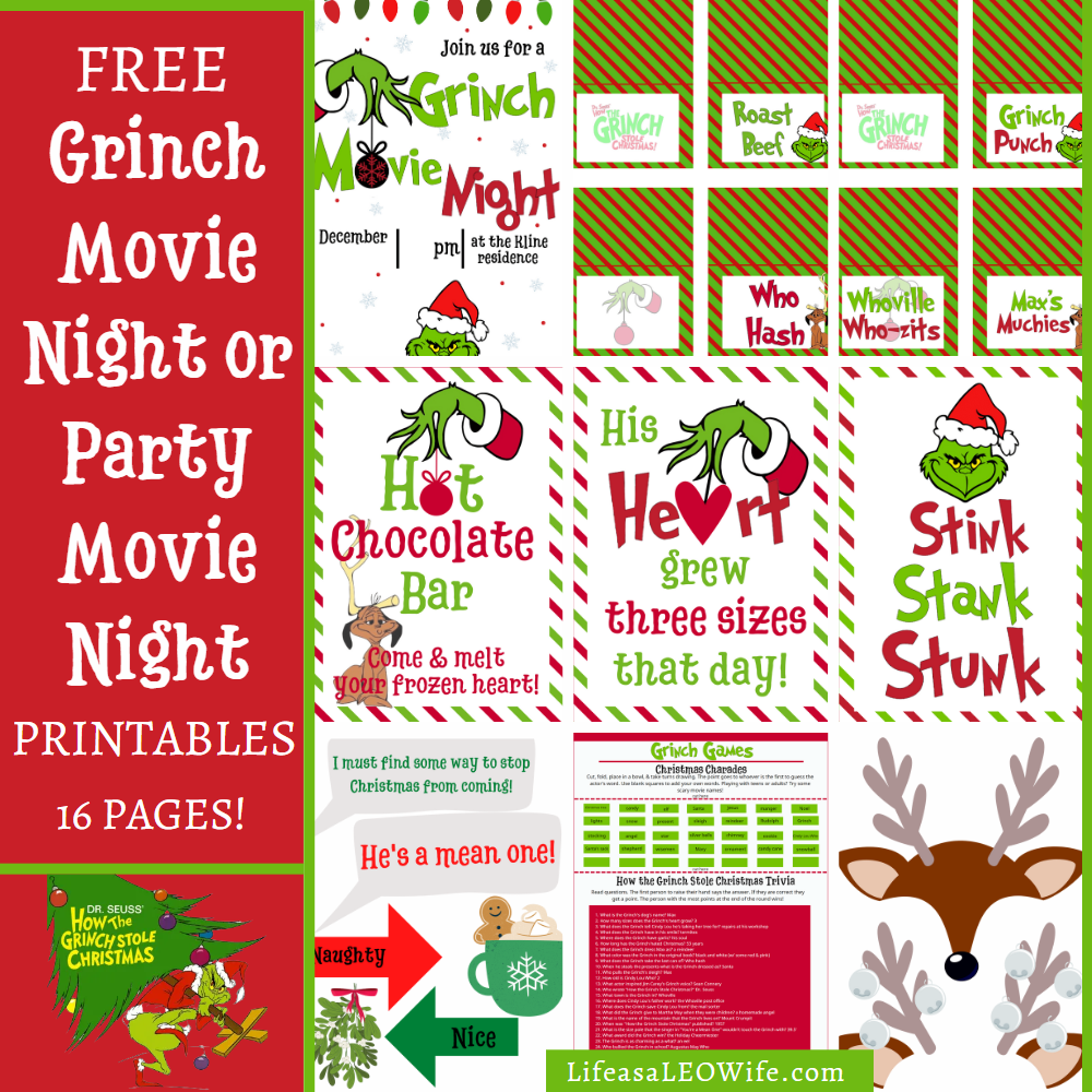 Grinch Movie Night Or Party Printables Life As A LEO Wife