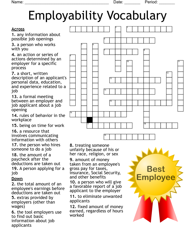 Gross Pay Crossword WordMint