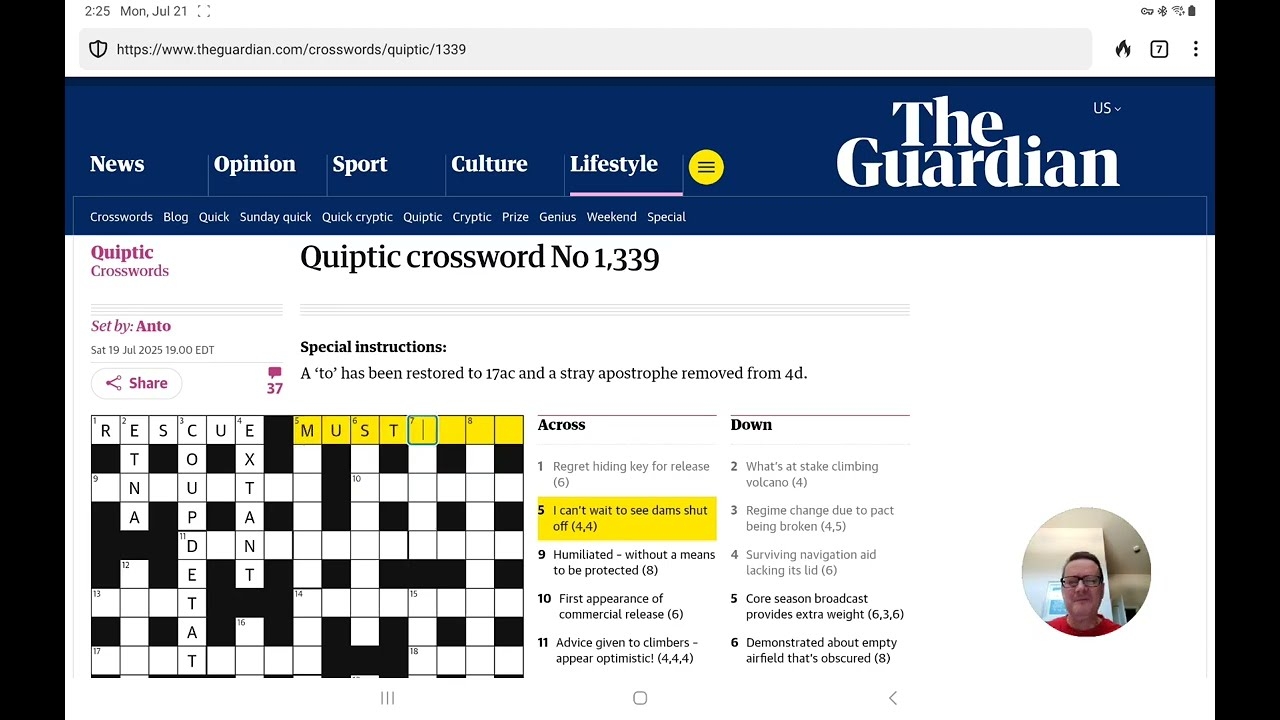 Guardian Quiptic Crossword No 1 339 YouTube