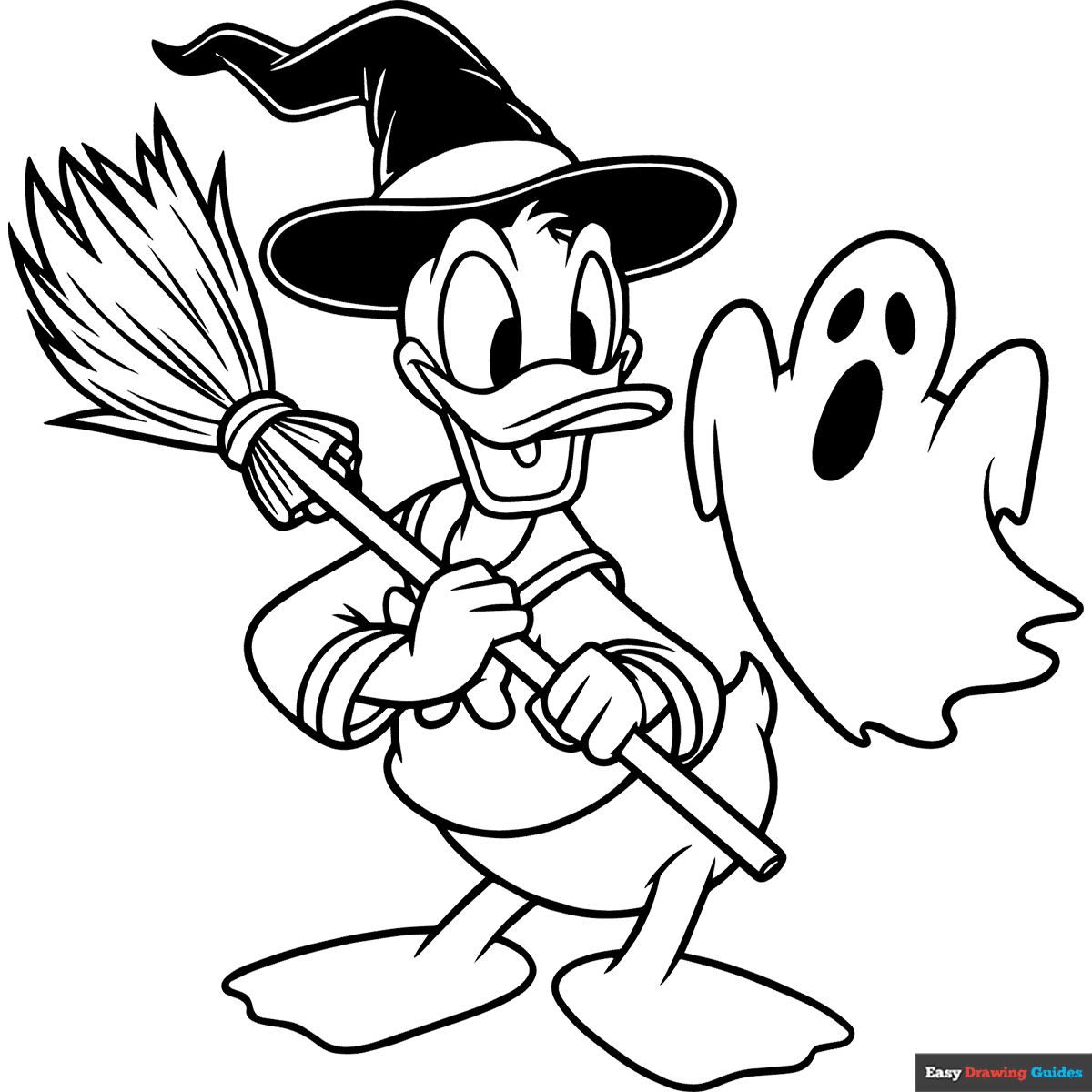 Halloween Donald Duck Coloring Page Easy Drawing Guides
