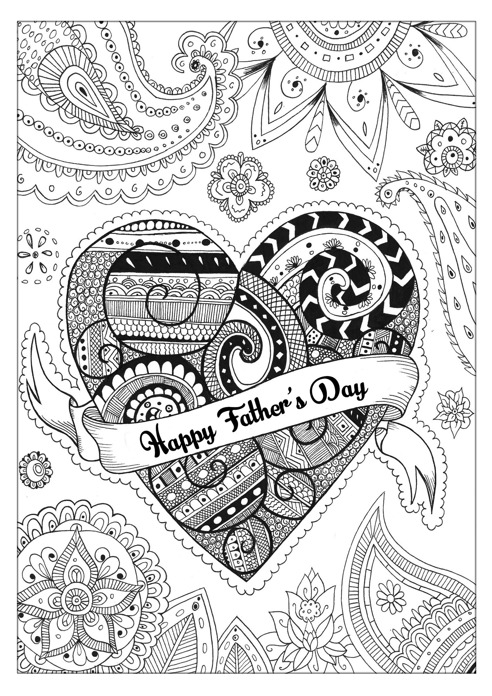 Happy Father s Day Complex Zentangle Heart Father s Day Coloring Pages Happy Father s Day Complex Zentangle Heart Father s Day Coloring Pages