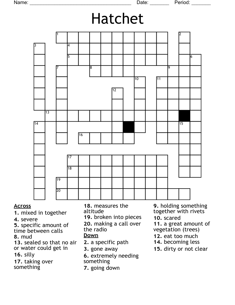 Hatchet Crossword WordMint