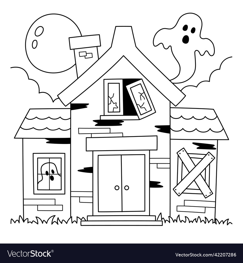 coloring pages of haunted houses