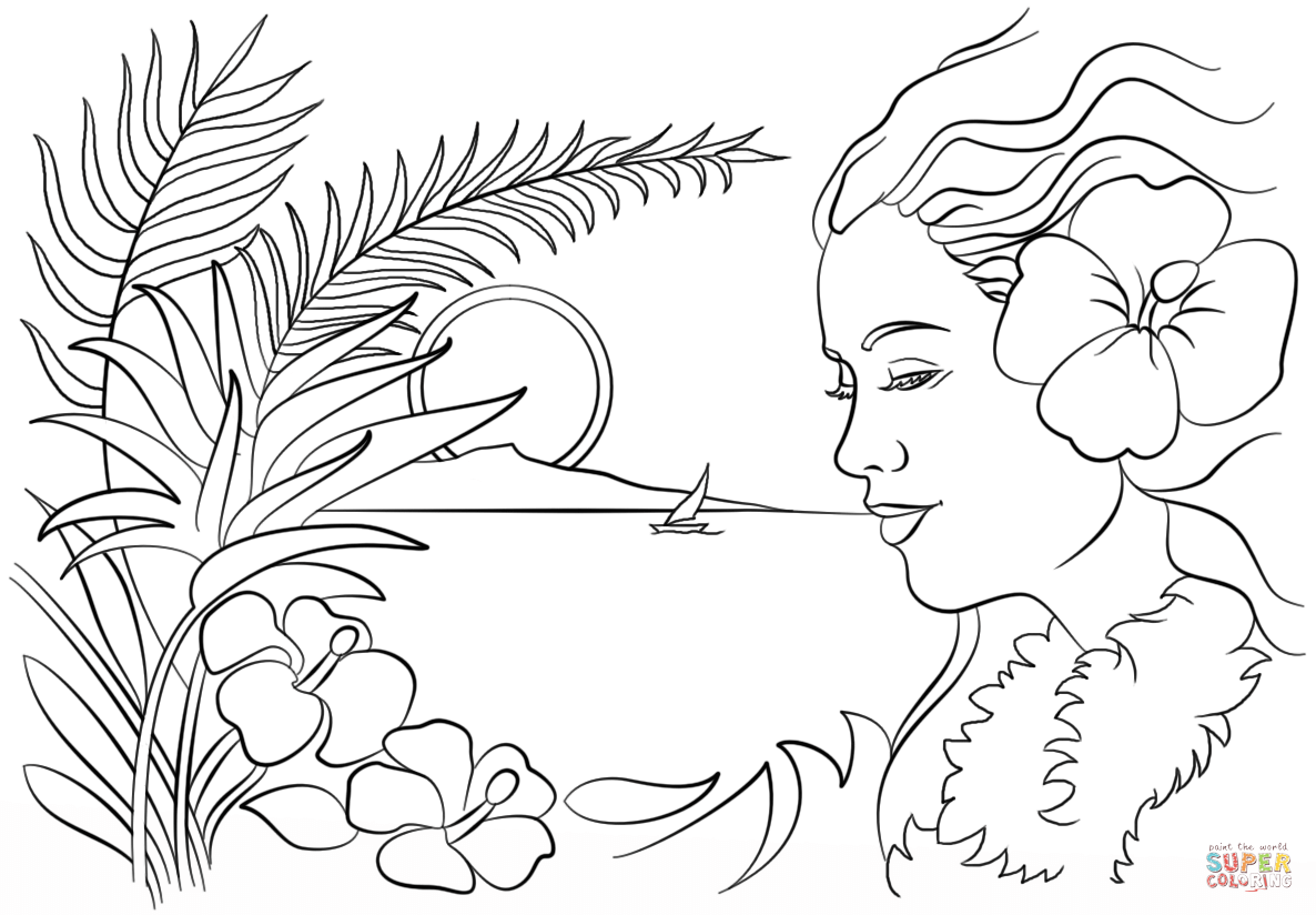Hawaiian Themed 35 Free Printable Coloring Pages