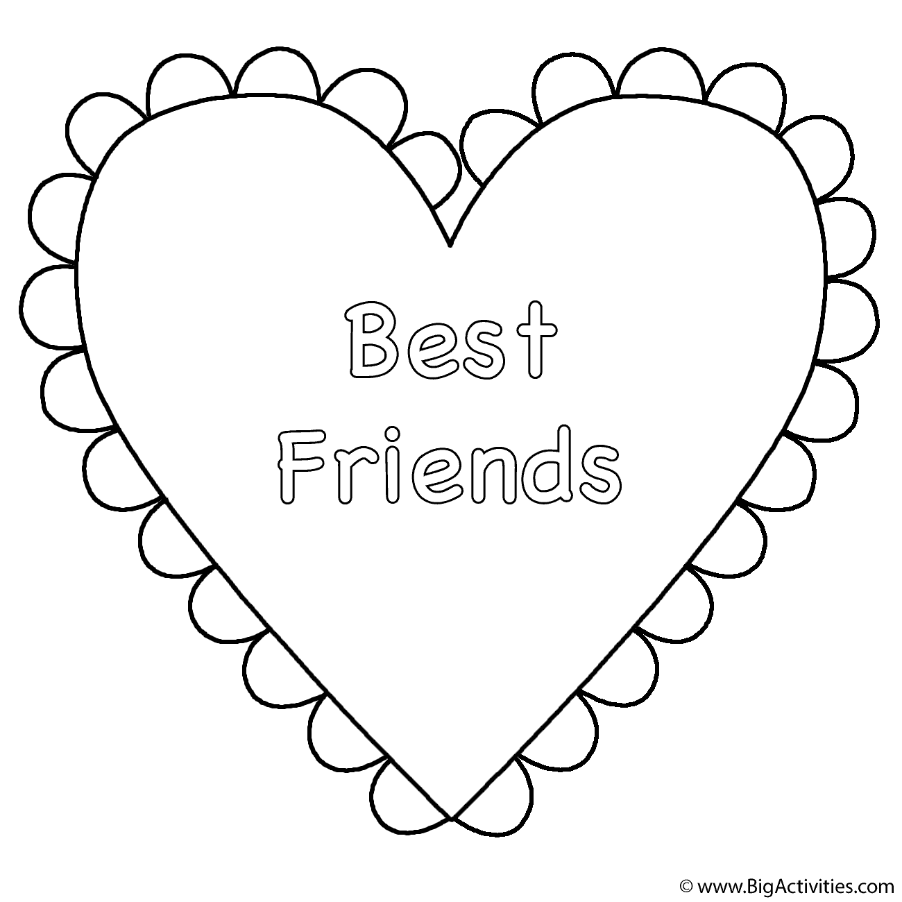 Heart Best Friends Coloring Page Valentine s Day Heart Best Friends Coloring Page Valentine s Day