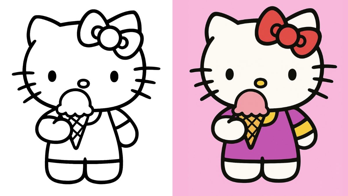 marshmallow hello kitty coloring page