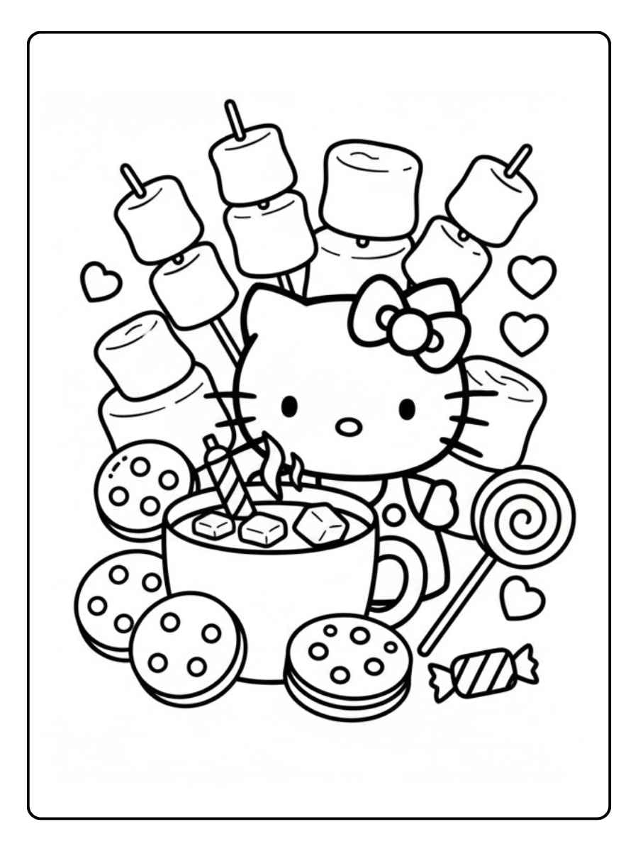 Hello Kitty Marshmallow Coloring Pages PDF To Print GenColoring