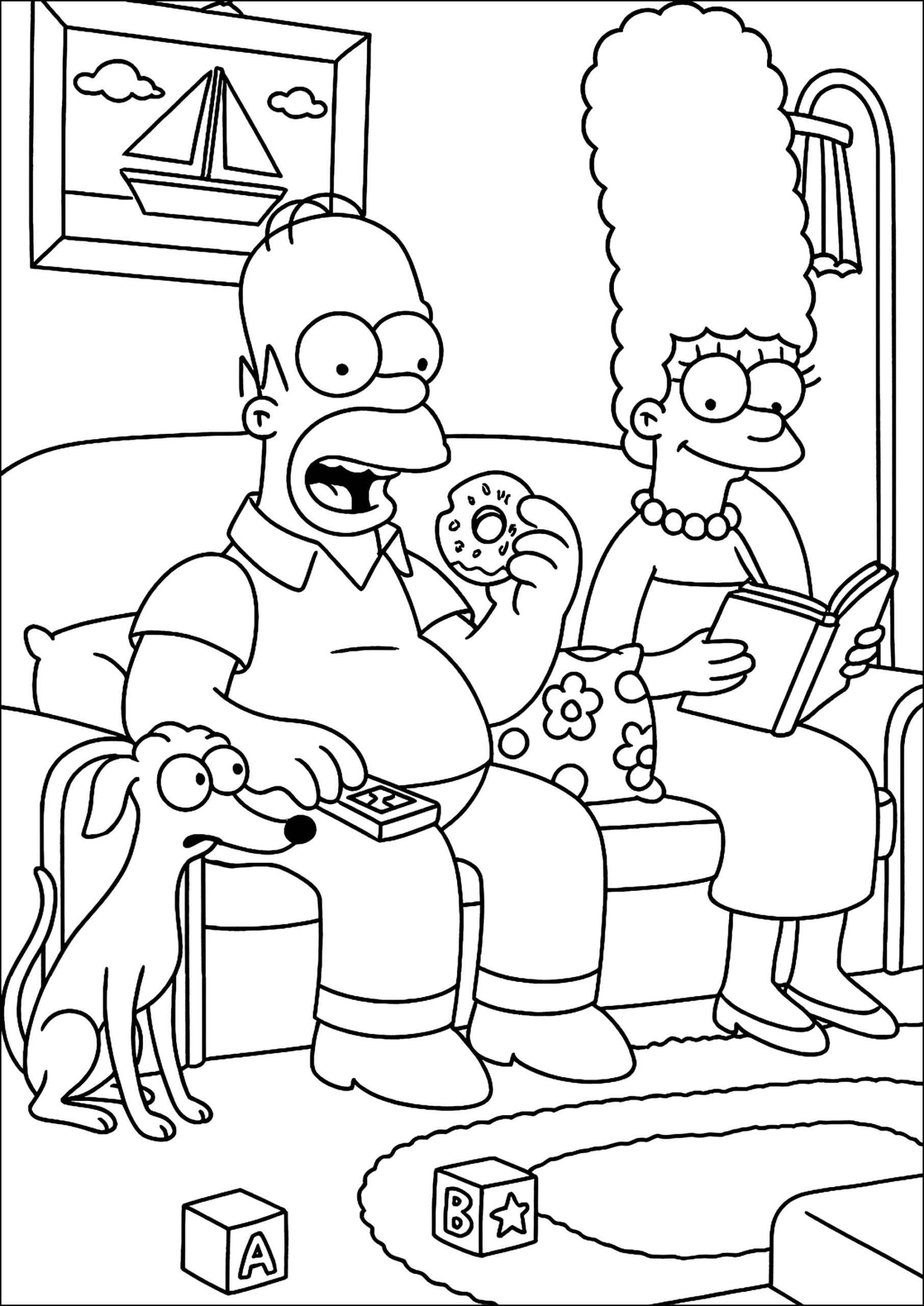 Homer And Marge In The Living Room The Simpsons Coloring Pages Homer And Marge In The Living Room The Simpsons Coloring Pages