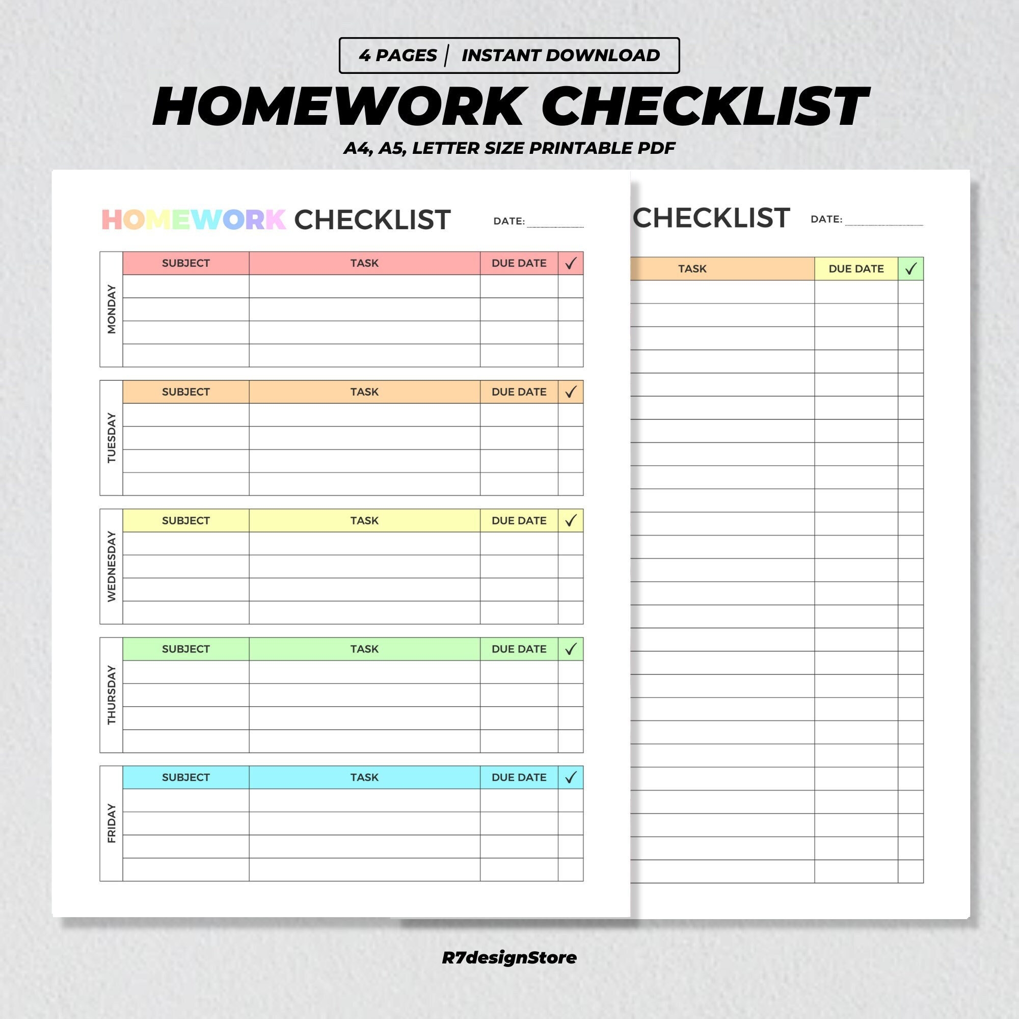 Homework To Do List Etsy