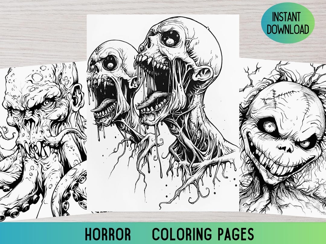 Horror Coloring Pages For Adult Scary Monster Coloring Book Halloween Etsy Horror Coloring Pages For Adult Scary Monster Coloring Book Halloween Etsy