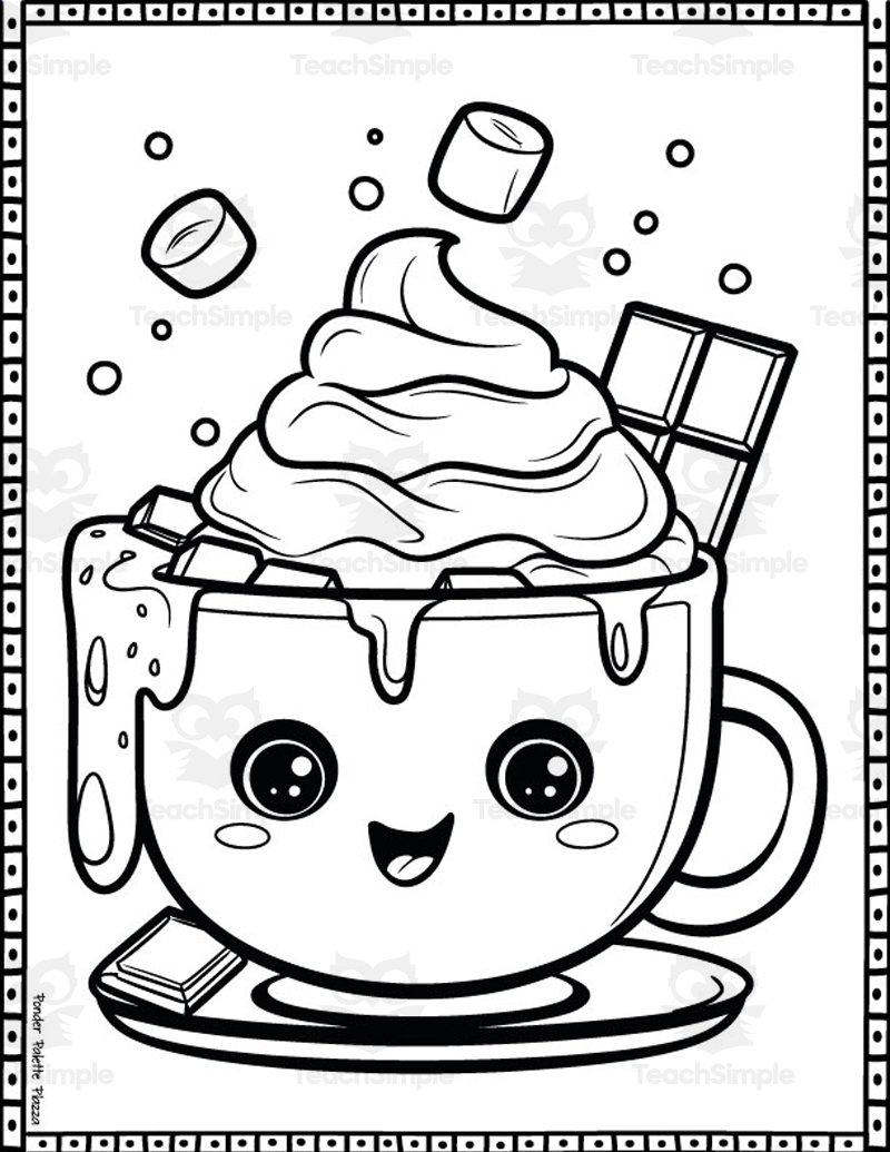 Hot Cocoa Coloring Pages By Teach Simple