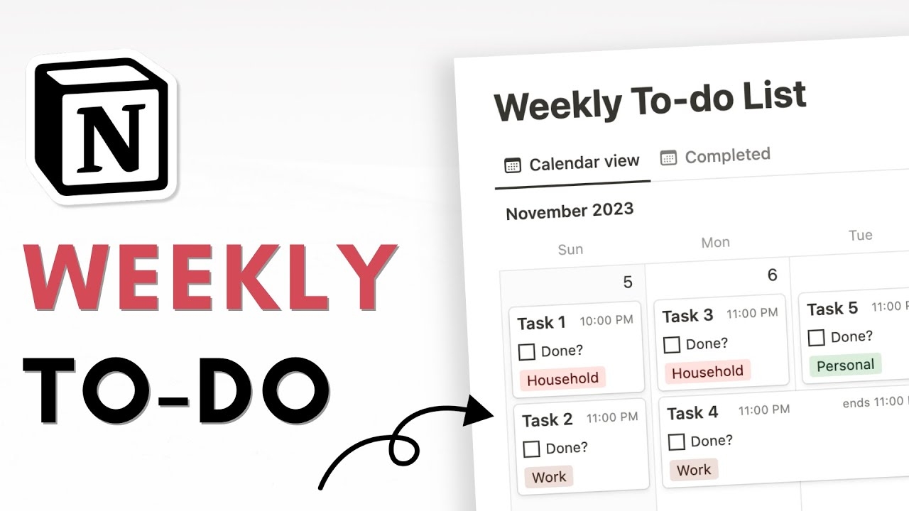 How To Build A Weekly To Do List In Notion Beginner Tutorial Free Template YouTube