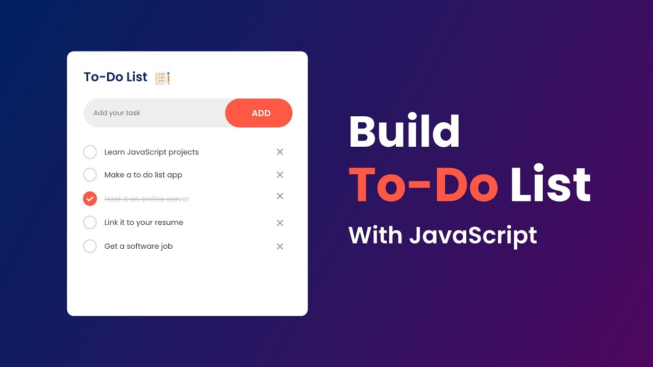 How To Create To Do List App Using HTML CSS And JavaScript Task App In JavaScript YouTube