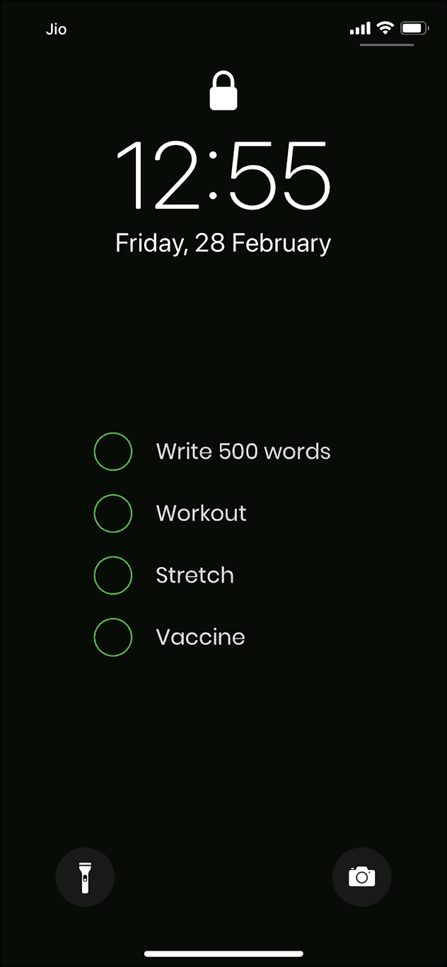 to do list on lock screen