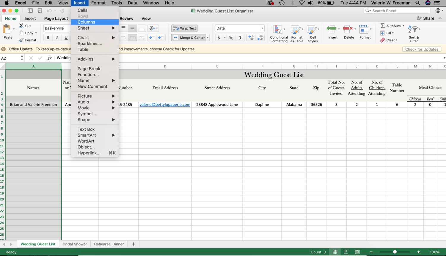 How To Organize Wedding Guest List In Excel Betty Lu Paperie