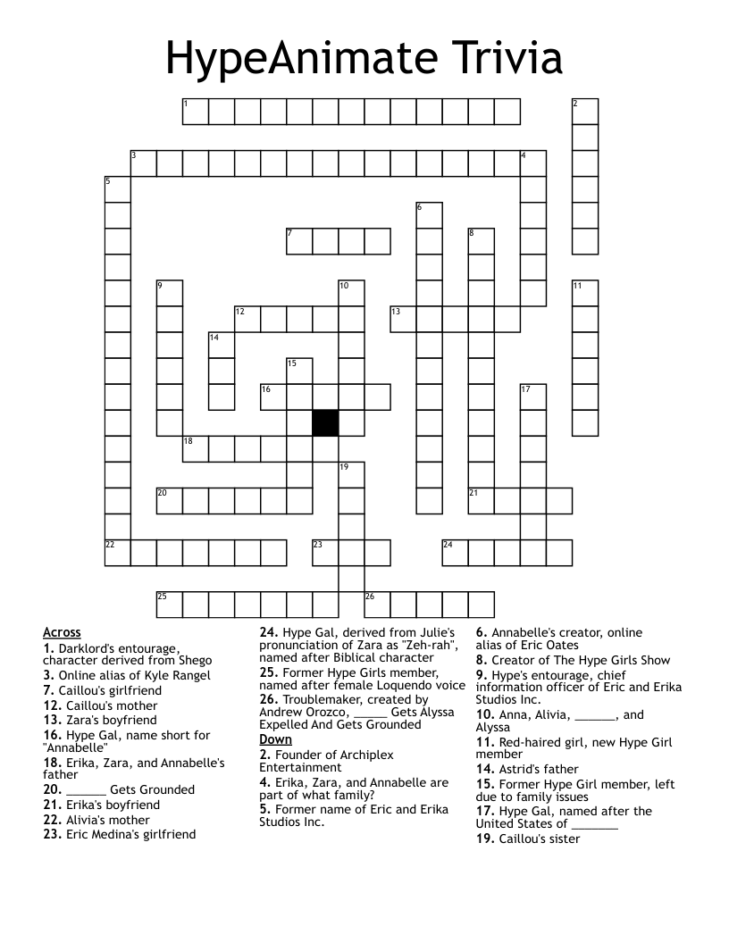 HypeAnimate Trivia Crossword WordMint HypeAnimate Trivia Crossword WordMint