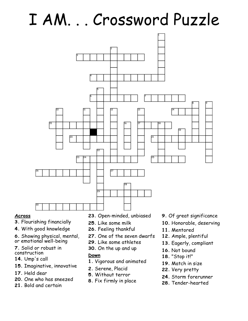 I AM Crossword Puzzle WordMint