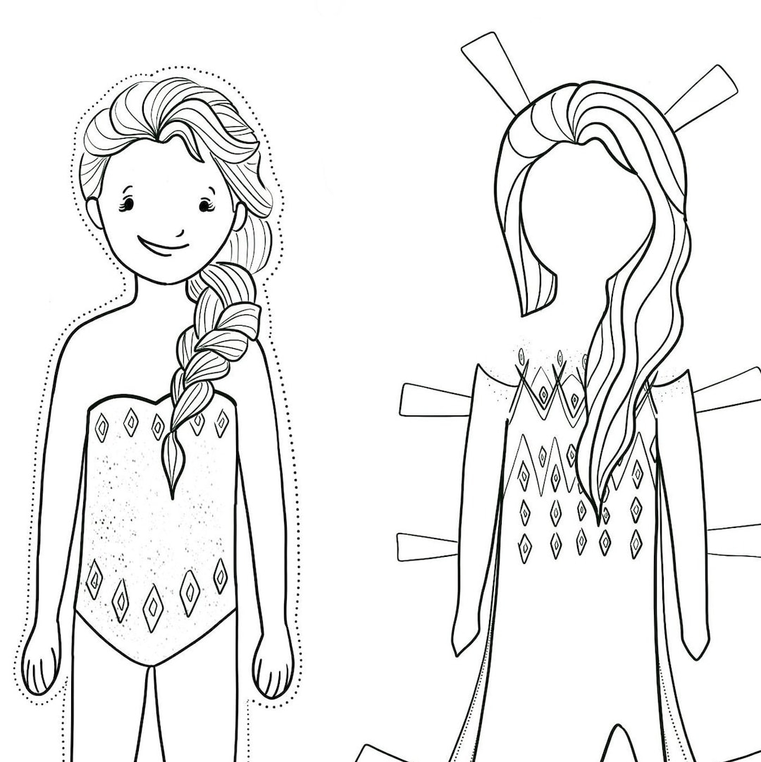 Ice Queen Printable Paper Doll Color Me Instant Download Dress Up Little Girls Quiet Play Colorable Coloring Page Paperdoll Etsy