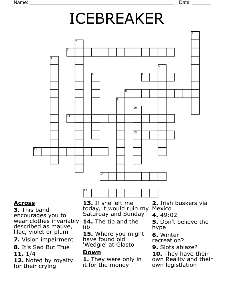 ICEBREAKER Crossword WordMint ICEBREAKER Crossword WordMint
