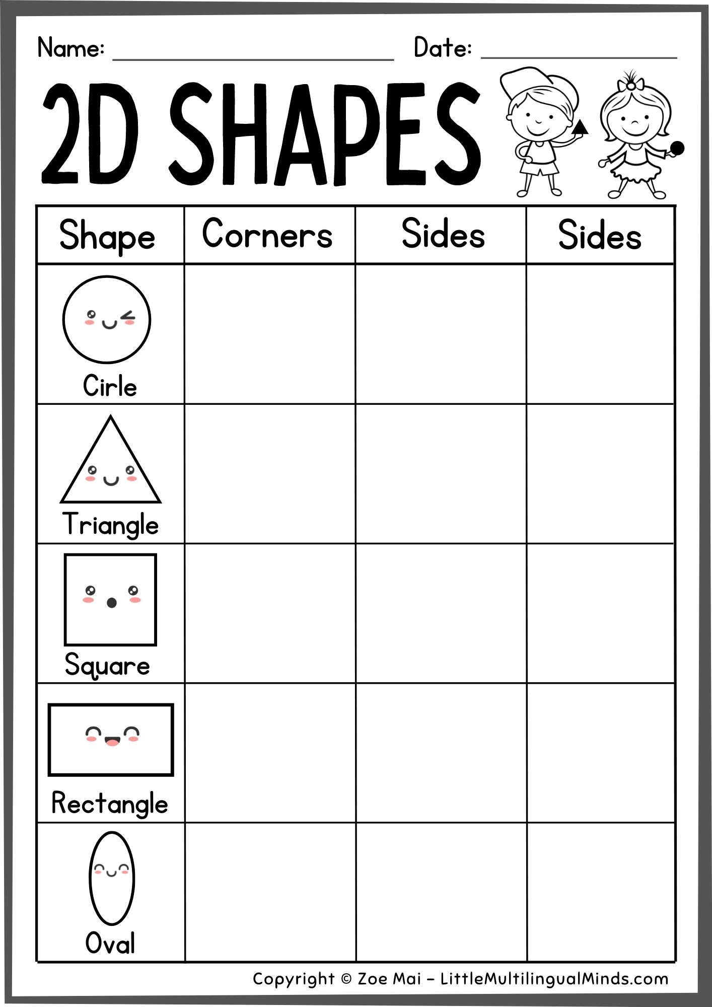 two dimensional shapes worksheets
