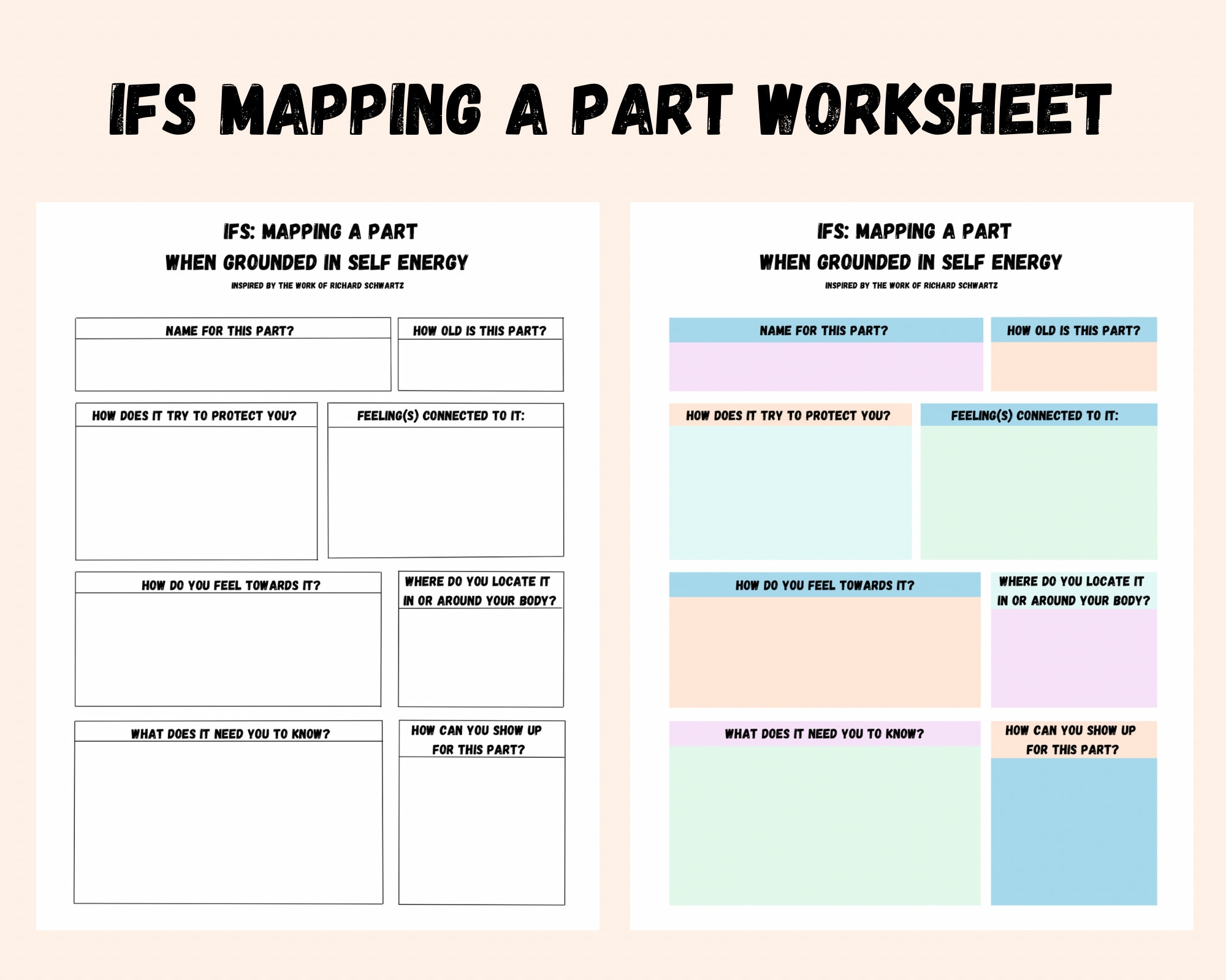 IFS Part Mapping Worksheet Internal Family Systems Therapy Tool digital Download Etsy