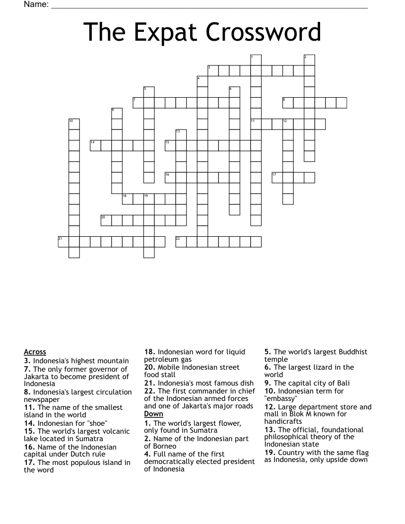 Indonesian Crossword Puzzle WordMint Indonesian Crossword Puzzle WordMint
