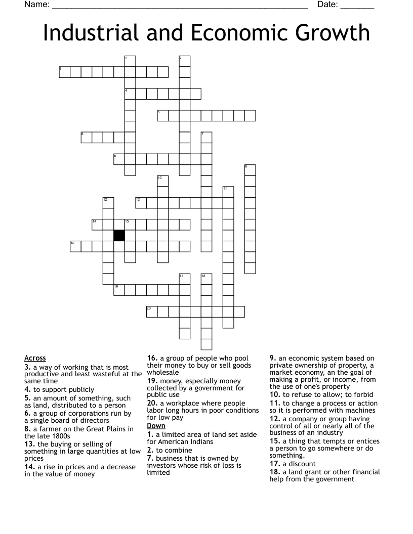 Industrial And Economic Growth Crossword WordMint Industrial And Economic Growth Crossword WordMint