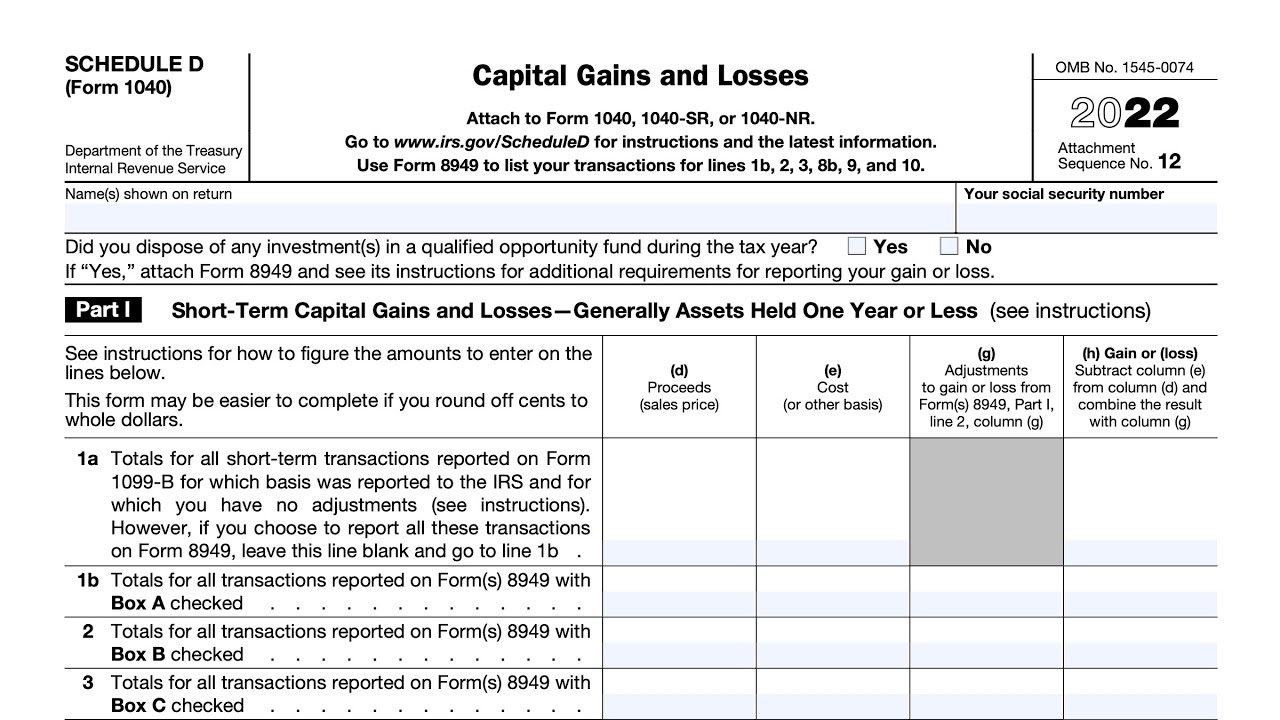 IRS Schedule D Walkthrough Capital Gains And Losses Worksheets Library