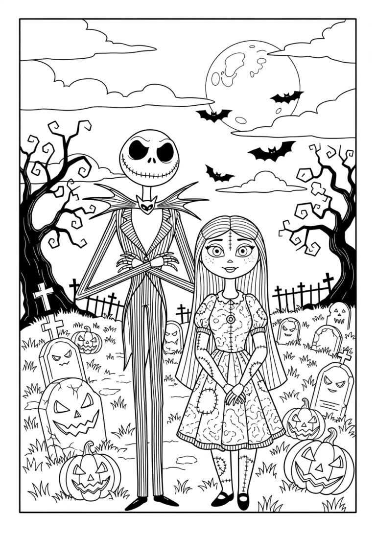 jack the skeleton coloring pages