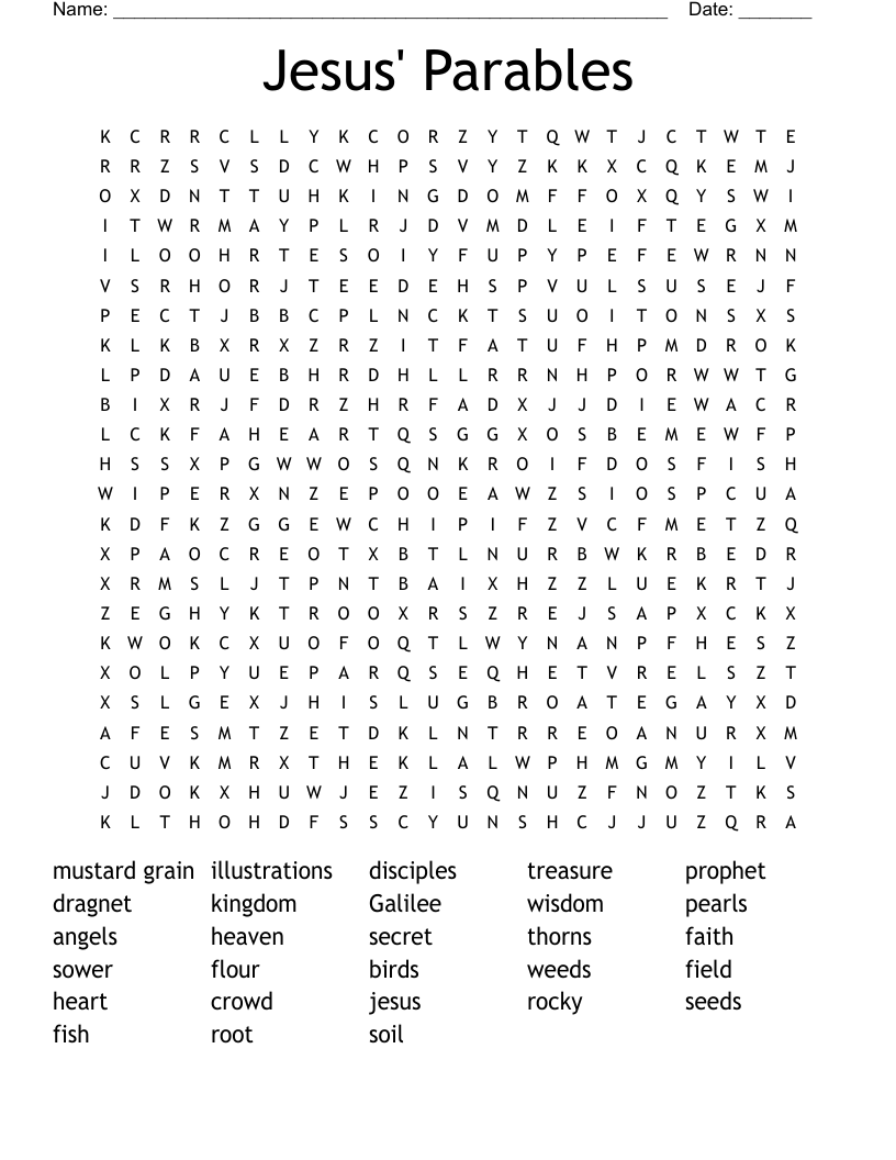 Jesus Parables Word Search WordMint