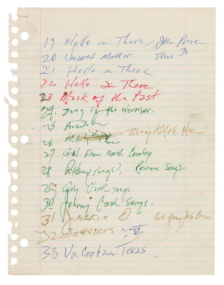 Johnny Cash Signed Handwritten List RR Auction