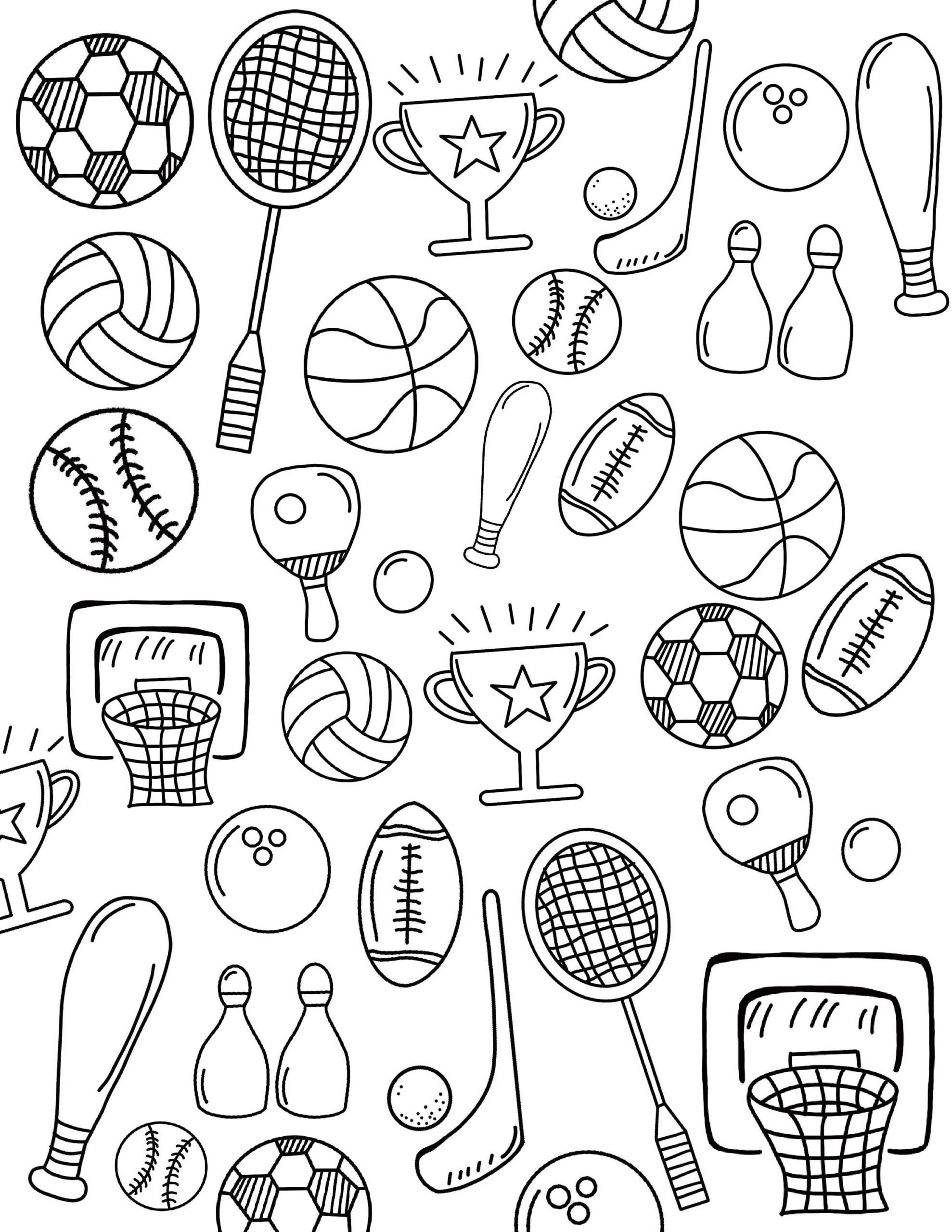 Kids Sports Coloring Page Summertime Fun digital Download Etsy Kids Sports Coloring Page Summertime Fun digital Download Etsy
