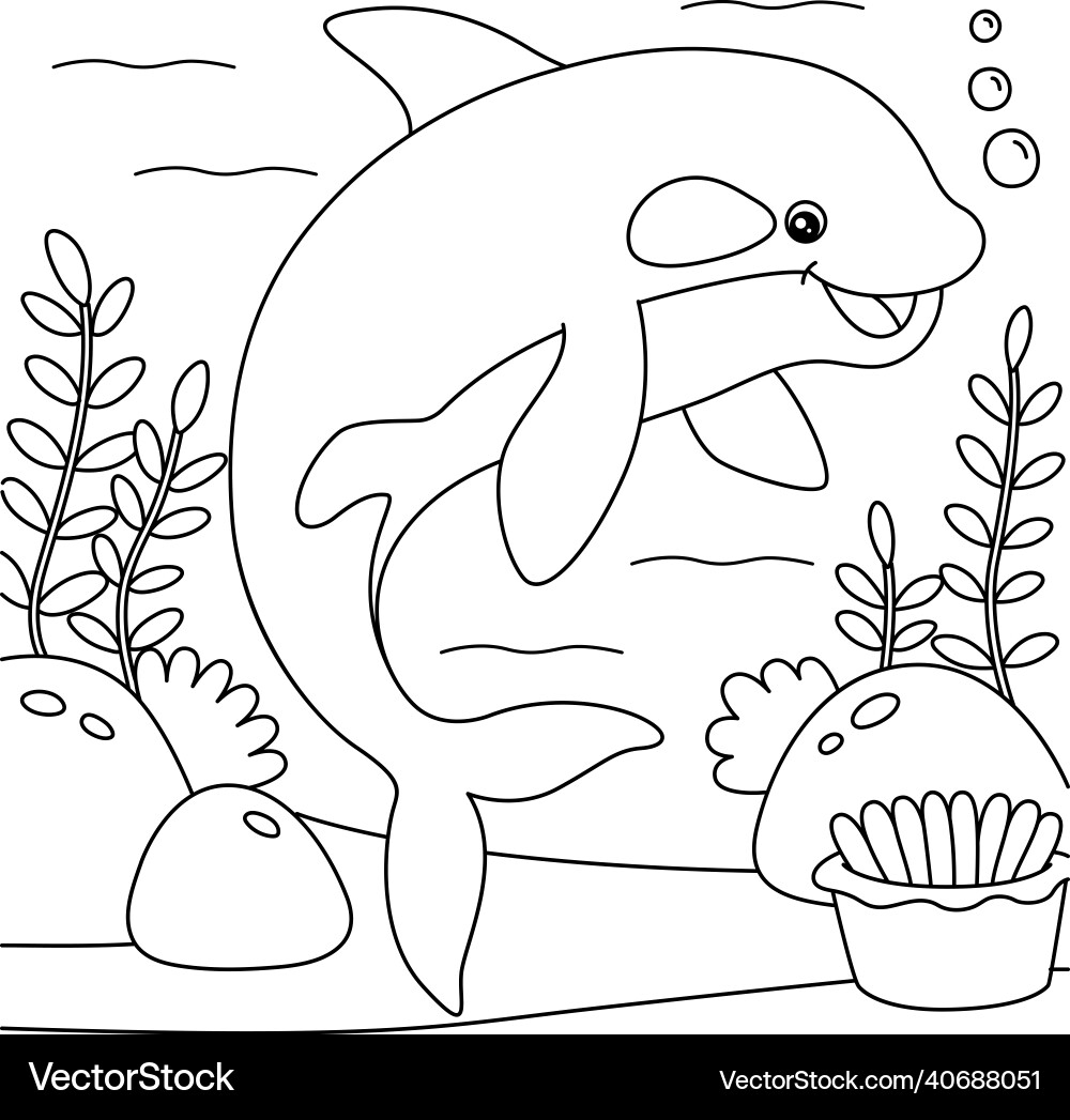 Killer Whale Coloring Page For Kids Royalty Free Vector VectorStock