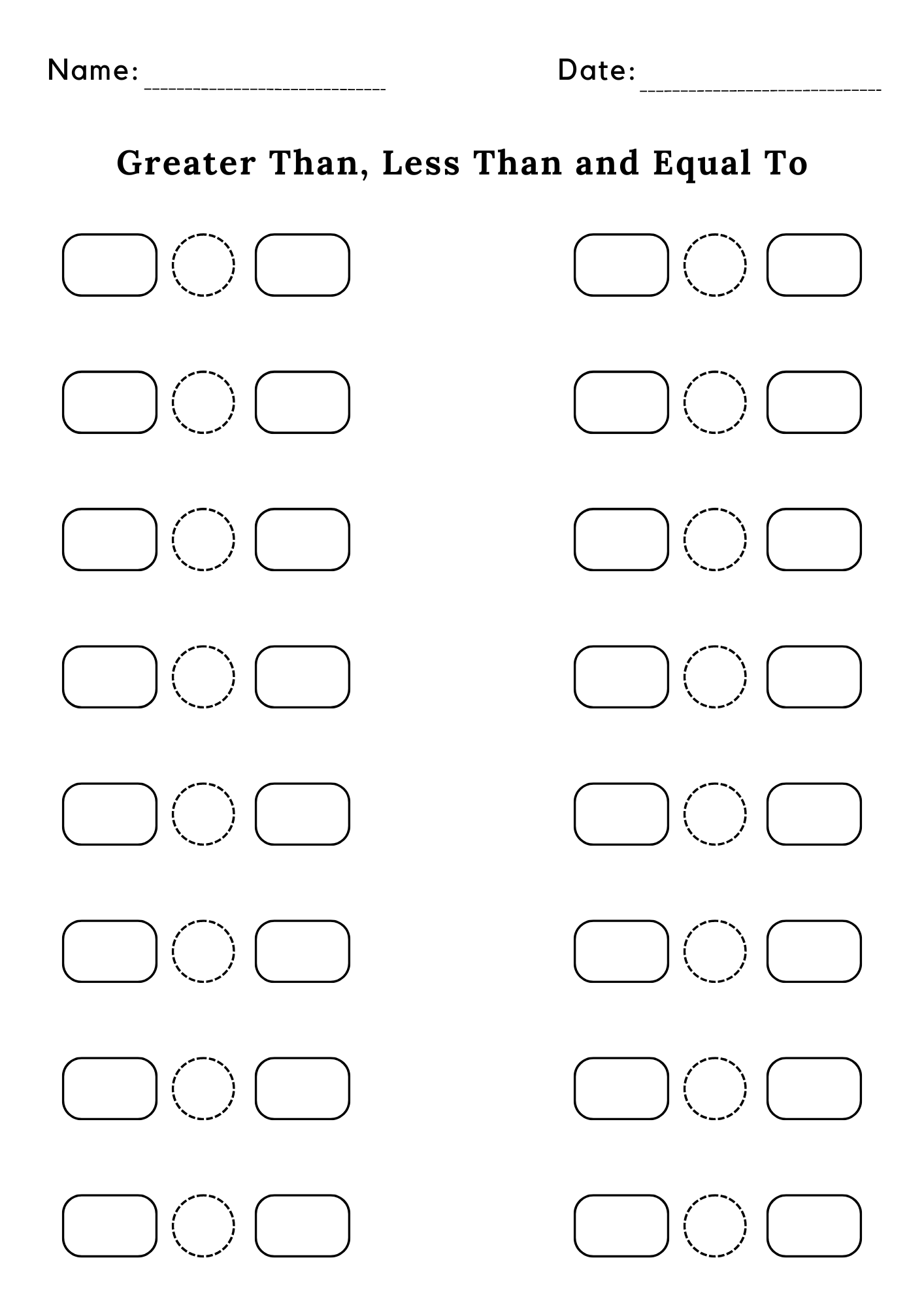 greater than less than worksheet greater than less than worksheet