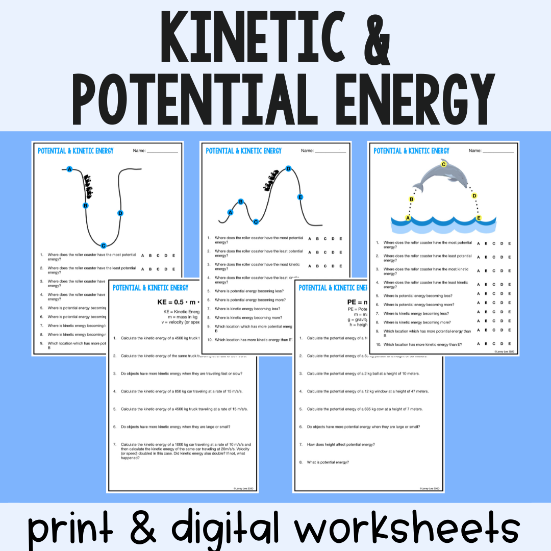 kinetic energy and potential energy worksheet