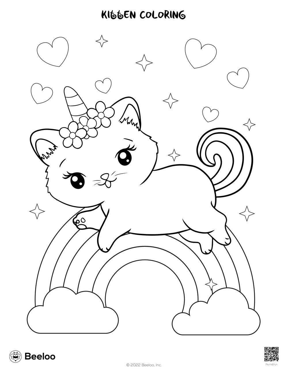 Kitten Coloring Beeloo Printable Crafts And Activities For Kids