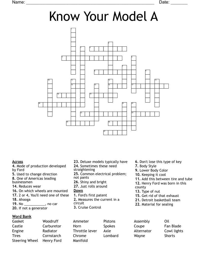 Know Your Model A Crossword WordMint