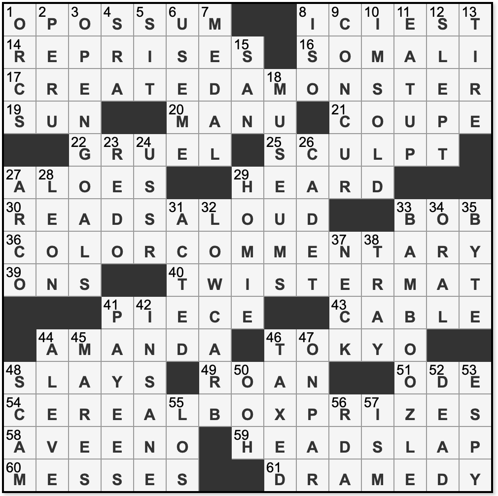 L A Times Crossword Corner Saturday September 21 2024 Maddy Ziegler