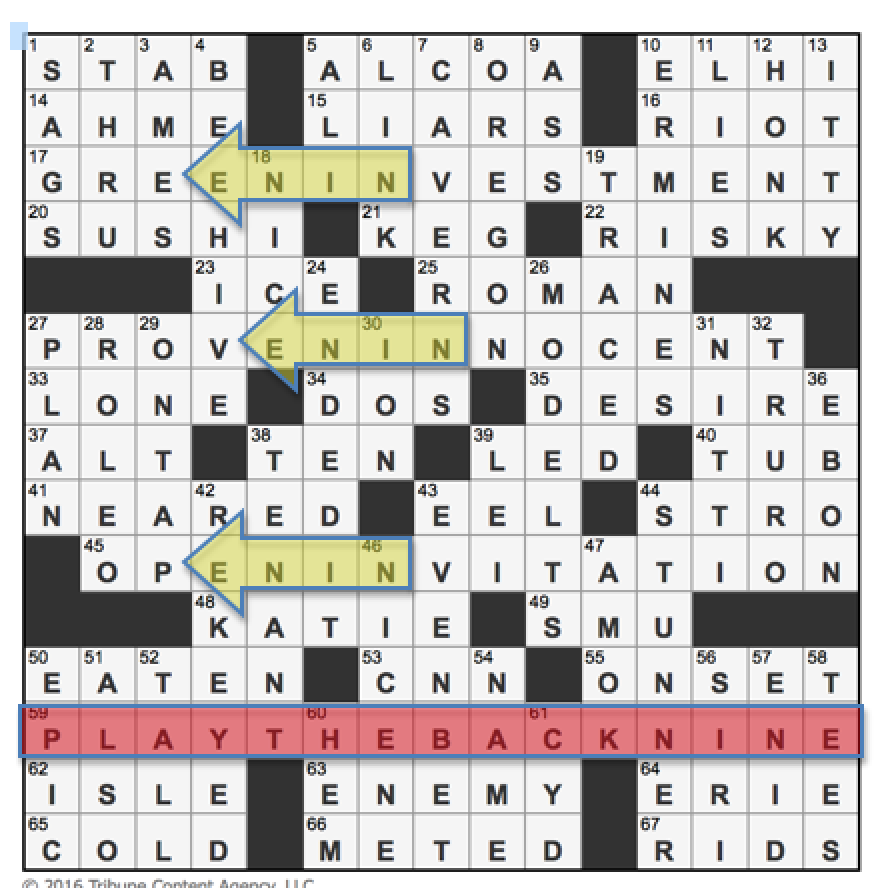 L A Times Crossword Corner Wednesday November 30 2016 Gail Grabowski And Bruce Venzke