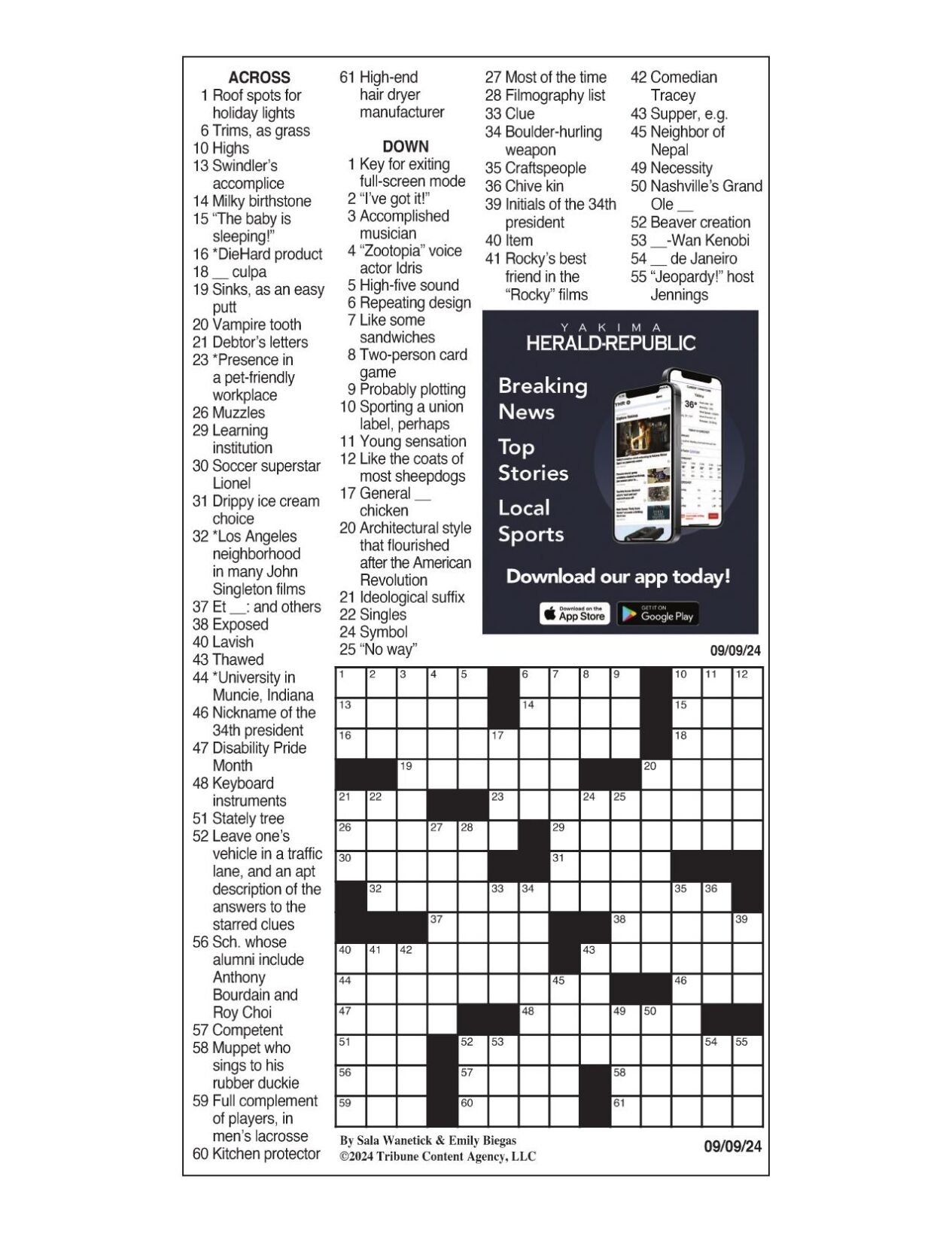 LA Times Crossword Sept 9 2024 Crosswords Yakimaherald LA Times Crossword Sept 9 2024 Crosswords Yakimaherald