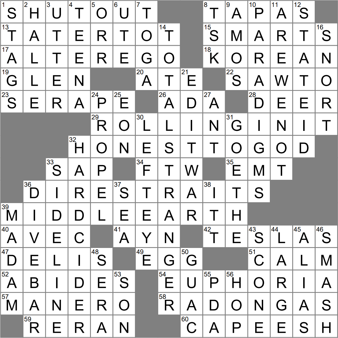 LAXCrossword Answers To The Los Angeles Times Crossword