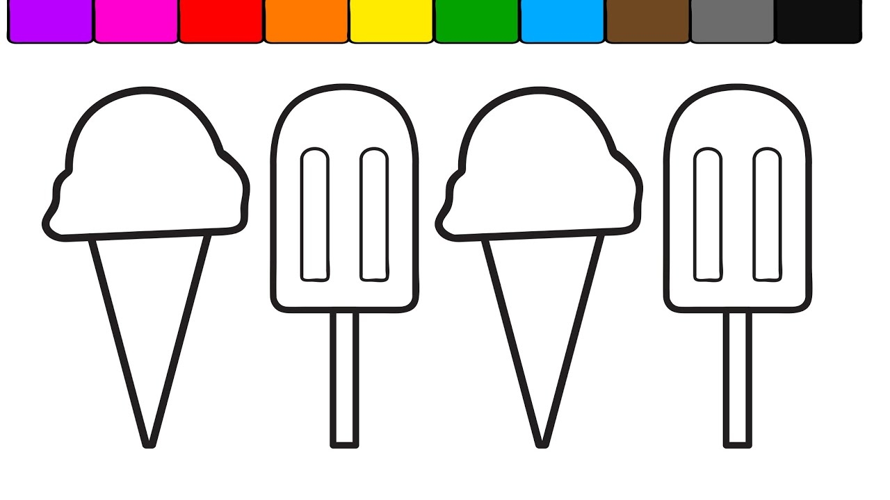 Learn Colors For Kids With This Ice Cream Popsicle Coloring Page 4K YouTube