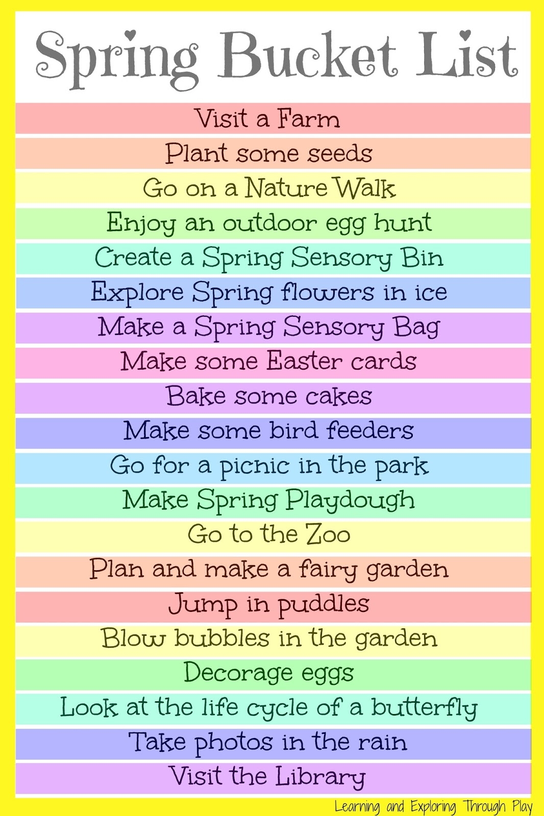Learning And Exploring Through Play Spring Bucket List For Kids And Families