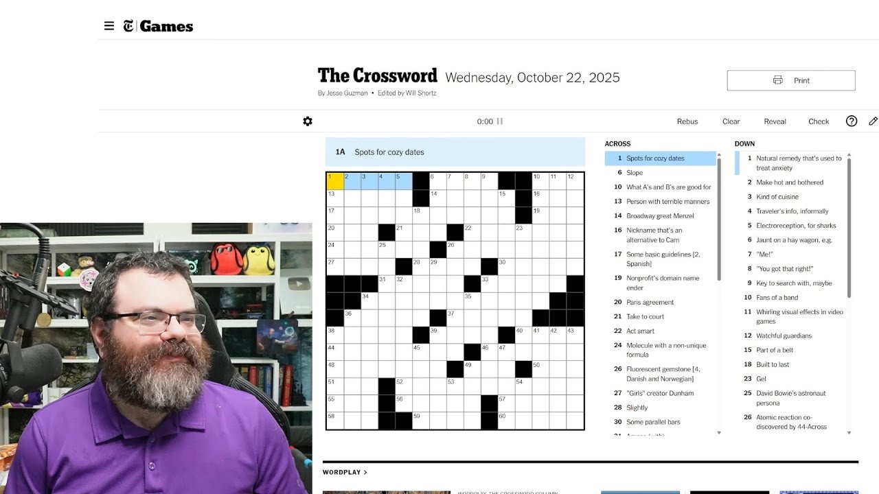 Learning Crossword Week 75 NYT Crossword Wednesday Oct 22nd 2025 YouTube