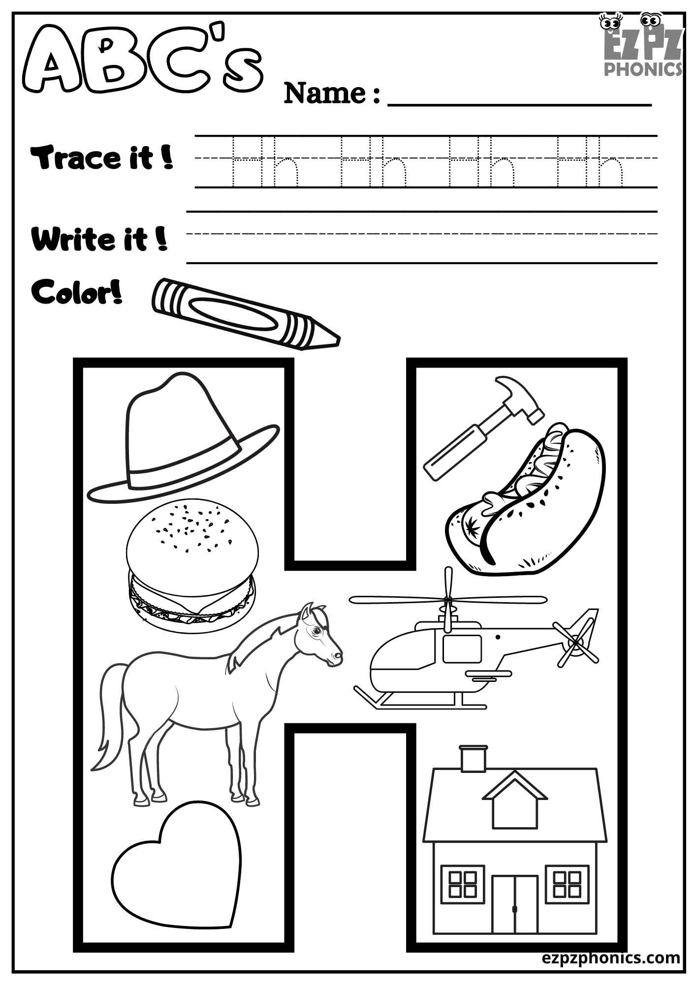 letter h coloring pages letter h coloring pages