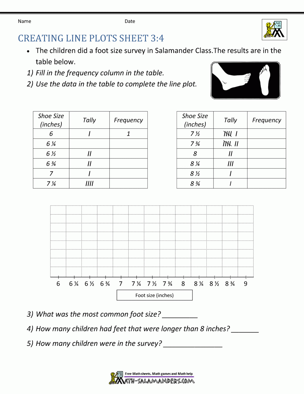 line plot graph worksheets