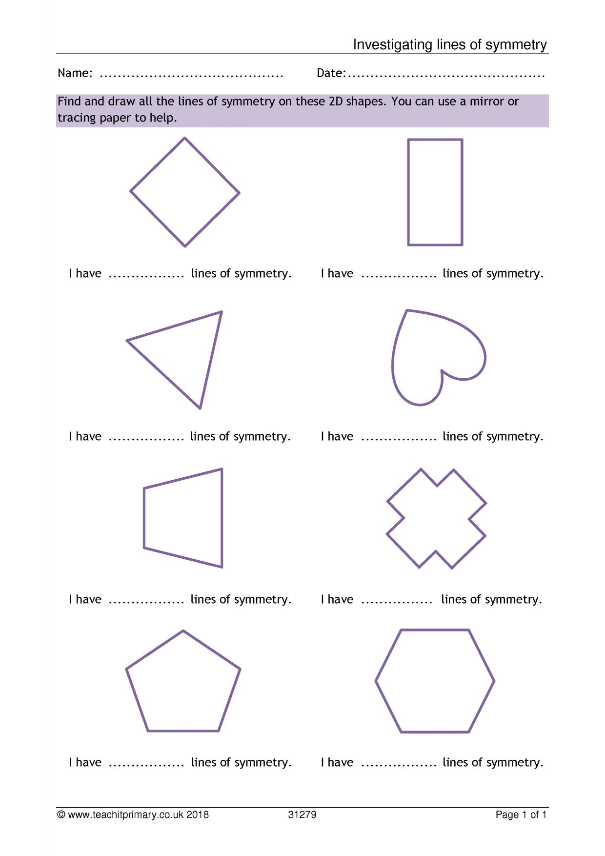 Lines Of Symmetry KS2 Geometry Symmetry Teachit