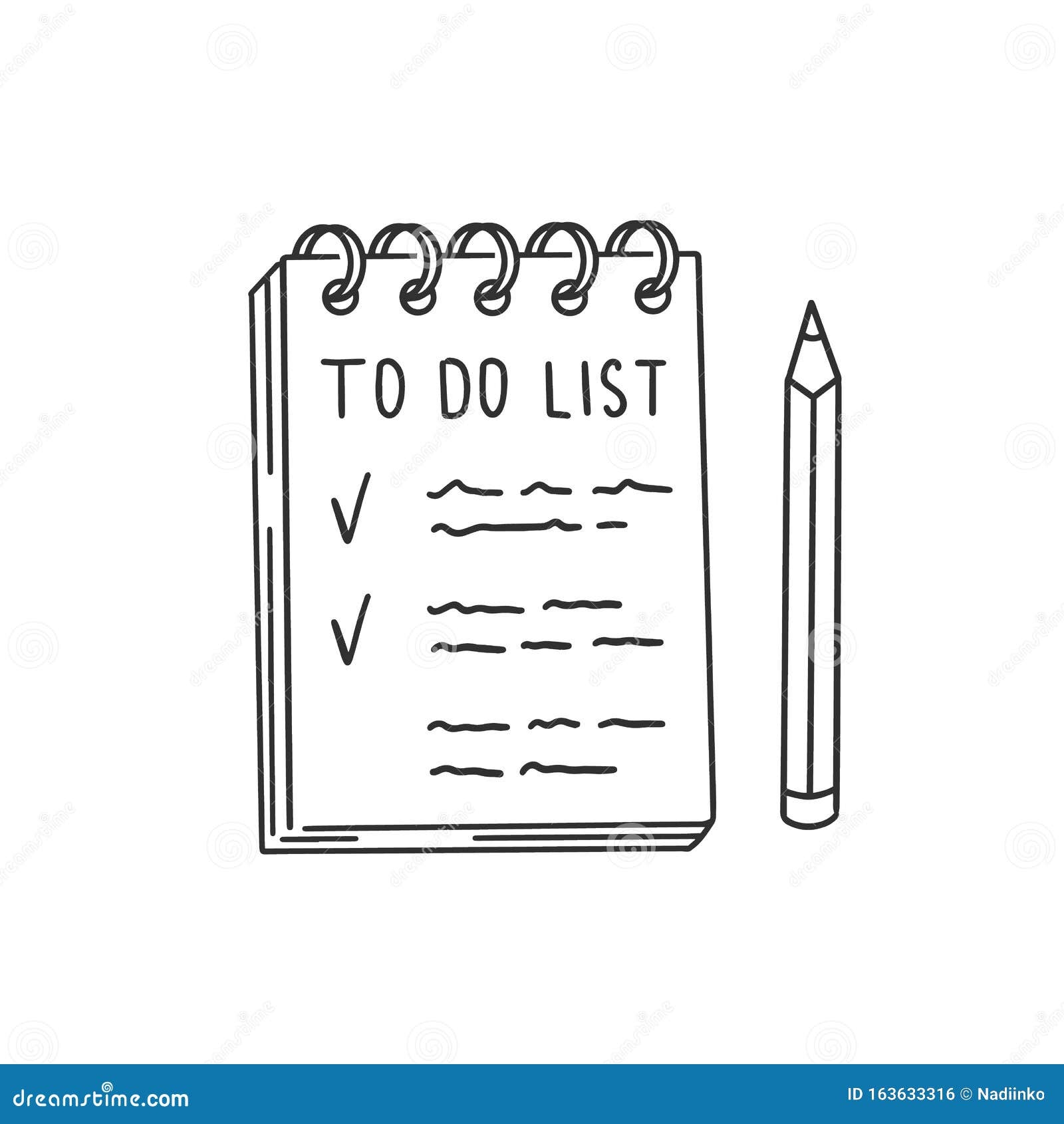 List With Things To Do In Notepad And Pencil Checklist Doodle Illustration Hand Drawn Black Line Clip Art Stock Vector Illustration Of Design Long 163633316
