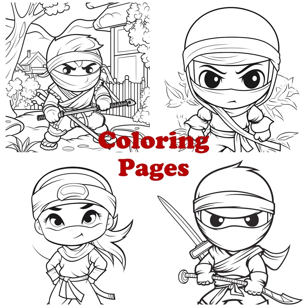 Little Ninja Coloring Pages Cute Ninja Coloring Sheets Ninja Coloring Book Etsy Israel