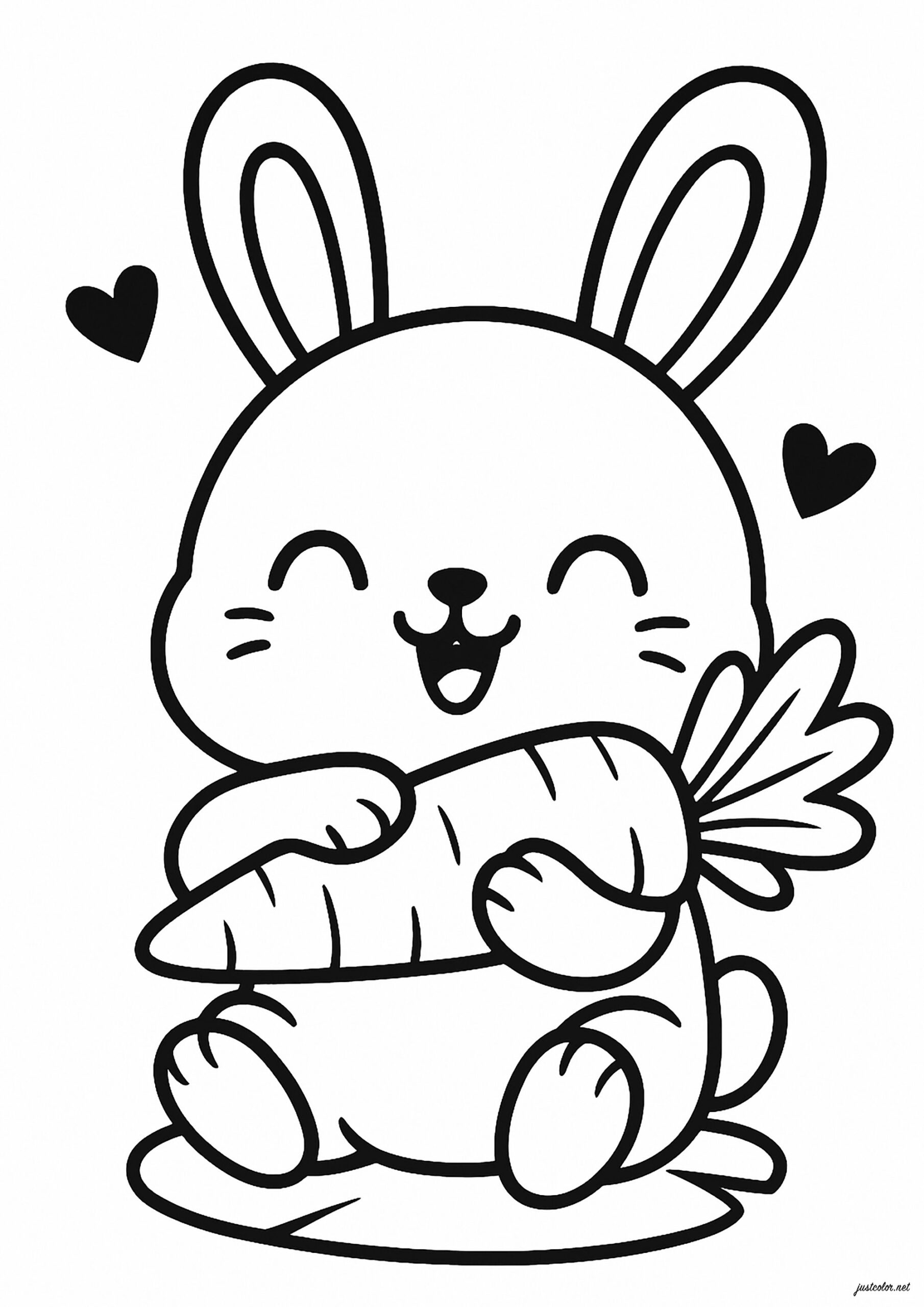 Little Rabbit And His Carrot Rabbit Bunny Coloring Pages